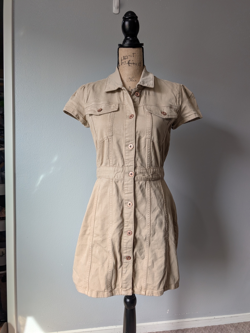 Zara Short-Sleeve Button-Front Utility Dress Jacket